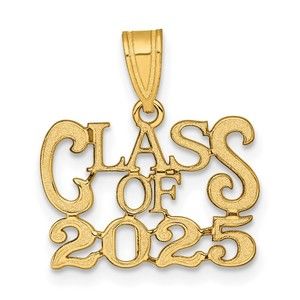 14k Yellow Gold Polished CLASS OF 2025 Graduation Necklace Charm Pendant
